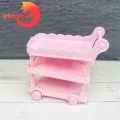 Model Food Cart Mini Kitchen Cart Toy Realistic Details Smooth Surface Turning Wheels Perfect Dollhouse Accessory Realistic Model of A Food Cart. 
