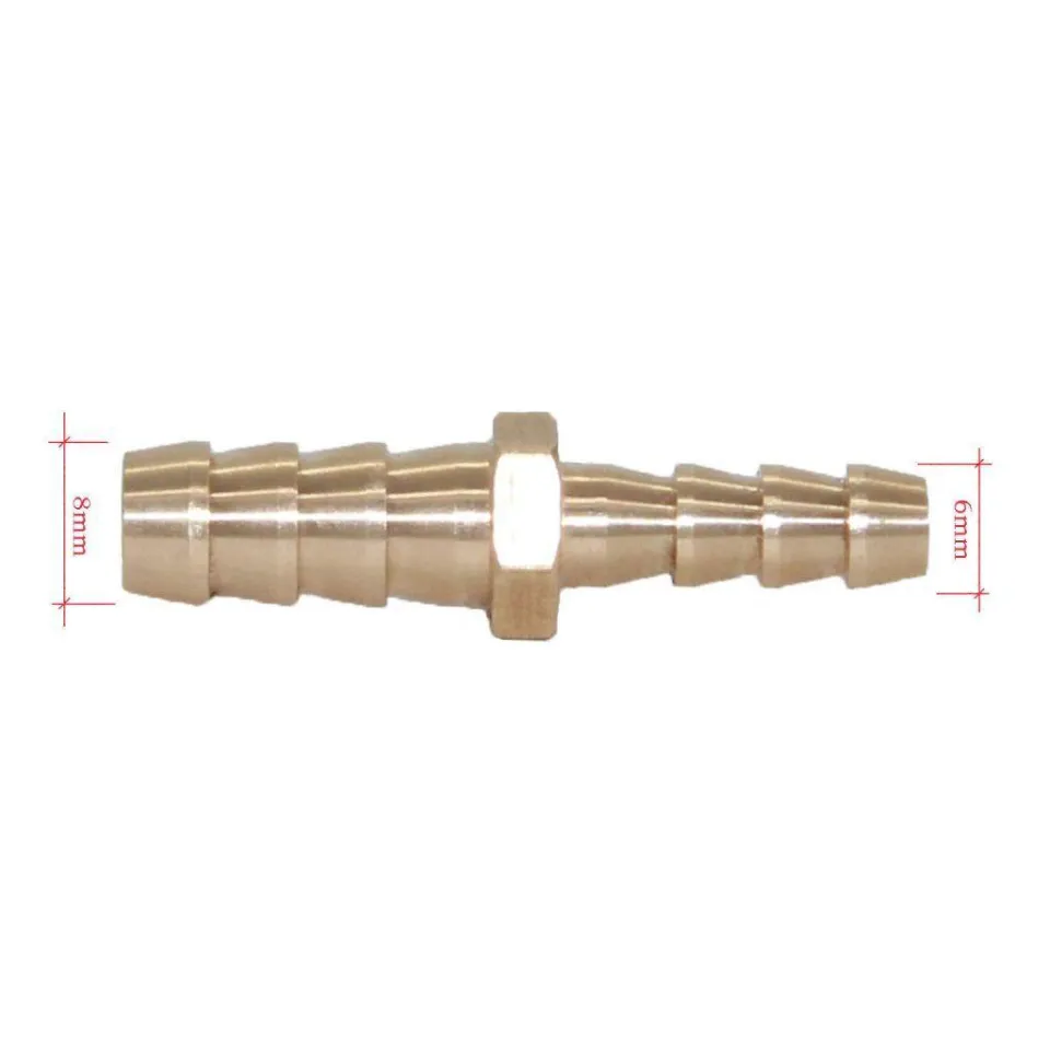 thumbnail image 2 of SecureFix Direct 8mm Straight Brass Hose Joiner - Barb Connector For Air, Water, Gas Tubing (Single) 2 of 6