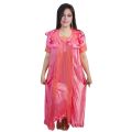 Two Part Satin Solid Women Nighty Set. 