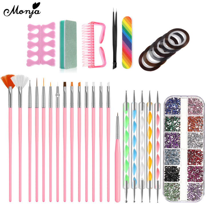 Monja%20Nail%20Art%20Drill%20Set%20Lamp%20Dryer%20Brush%20Polishing%20Dotting%20Drawing%20Pen%20File%20Buffer%20Rhinestone%20Manicure%20Pedicure%20Design%20Tool%20Kit%20-%20Image%205