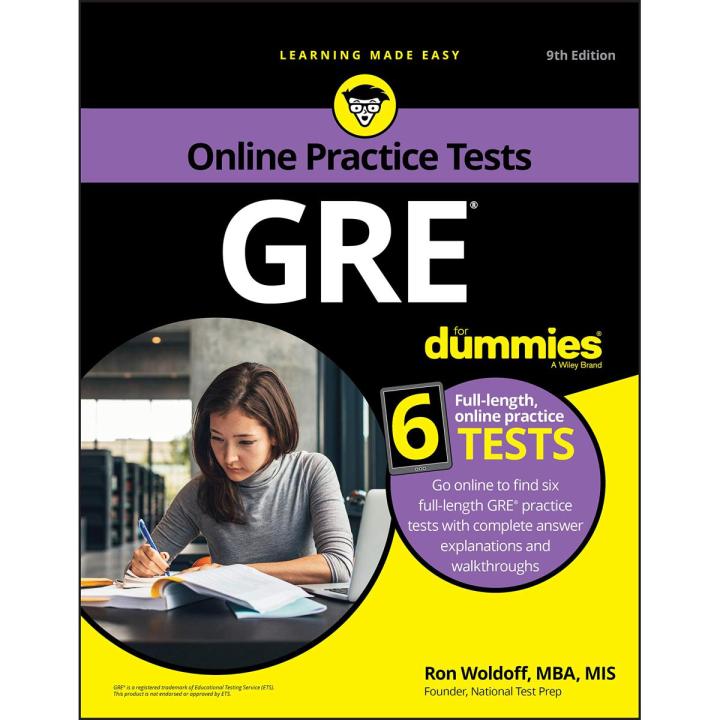 GRE For Dummies with Online Practice Tests 9th Edition by Ron Woldoff (White Print)