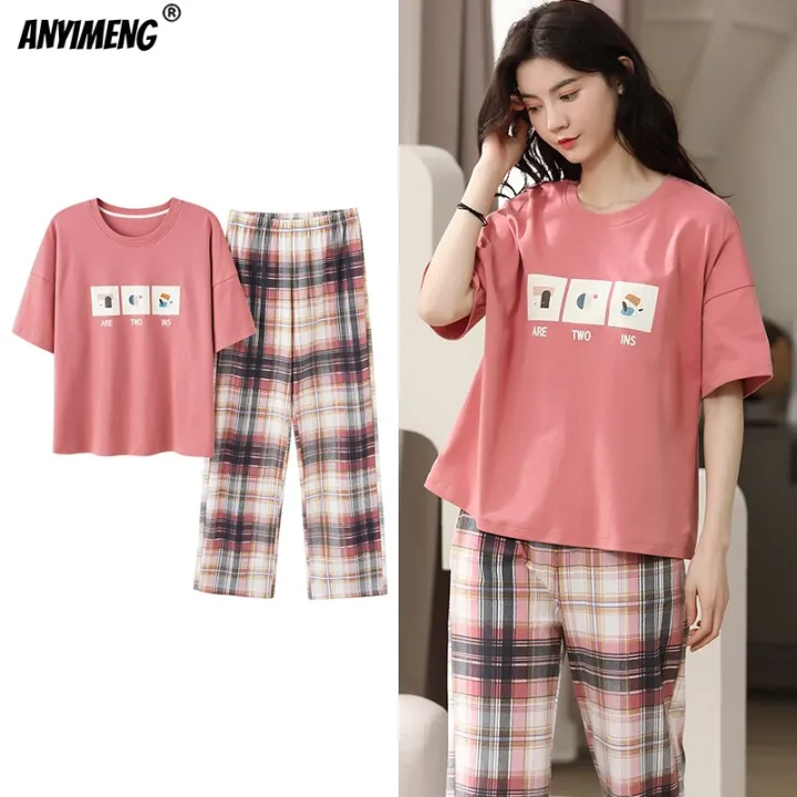 Sleepwear%20Cartoon%20Cotton%20Pajamas%20for%20Women%20Long%20Pants%20Short%20Sleeved%20Summer%20Spring%20Loungewear%20%20Fashion%20Home%20Clothing%20Homewear%20-%20Image%207