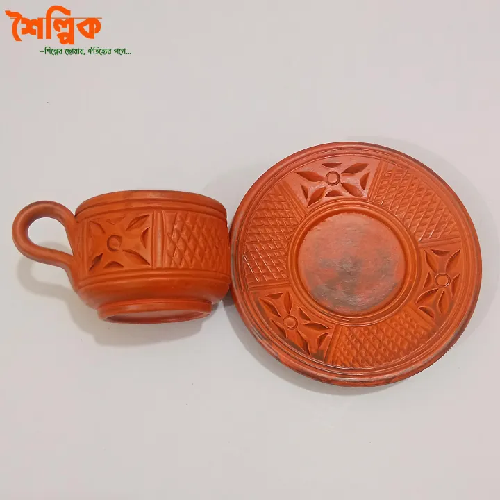Clay%20Tea%20Cup%20With%20Pirich%20.%20Clay%20Tea%20Cup%20Set%20.%20Matir%20Cup%20Pirich%20set%20.%20Tea%20Cup-Saucer%20Set%20-%20Image%202