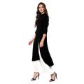 Black Linen Kurti for Women (Tailor Made) - Janasya Neck Hole.