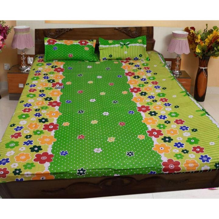 Digital Home Tex Cotton Fabric 5 Feet By 6 Feet Multicolor King Size Bedsheet With Two