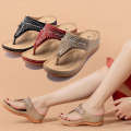 2022 New Slippers Women's Summer Fashion Water Diamond Slope Heel Sandals for Leisure Vacation Feet Clip Flip flops. 