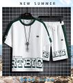 New Fashionable Mens Summer Drop Shoulder T-Shirt + Shorts Set. 