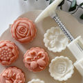 Cookie Stamps Moon Cake Molds with 4 Different Flower Patterns for Baking Moon Cakes Cookies. 