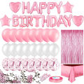 Pink Happy Birthday Foil Balloons Princess Party Decorations Adult Kids Girl 1 2 3 4 5 6 7 8 9 10 15 25 30 35 40 50 60 Year Old LaoXzhongX. 