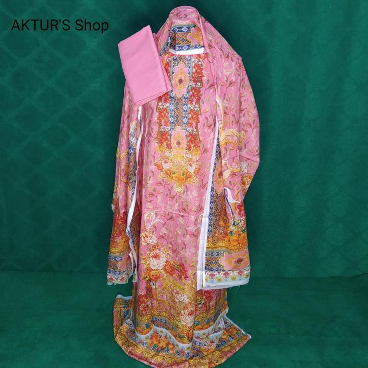 Fashionable Pakistani Loan Full Cotton Printed Three Piece (Latest Collection- 2022)