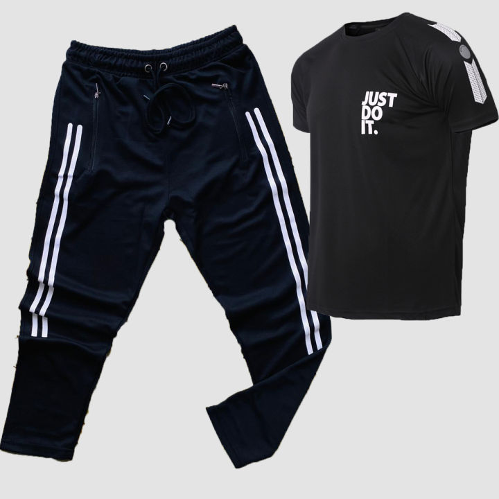 Black T-shirt and Trouser Combo Set- Fabric soft and comfortable