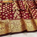 Red Soft Silk Katan Saree For Women Without Blouse Pieces - Multicolor- Suitable for All Season. 