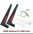 2 x 6/10Dbi Antenna Set Intel AX210 Wifi Card 2.4GHz 5GHz Dual Band M.2 MHF4 Extension Cable To WiFi RP-SMA For AX200 Adapter. 