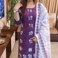 New Exclusive Cotton Unstitched Screen Print Fashionable And Comfortable Three Pics For Women - 3 Pice Dress - Timeless Ethnic Style.