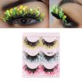 3 Pairs of Luminous False Eyelashes with Sequins, Makeup Colorful False Eyelashes with Glitter Sequins , 3 Colors. 