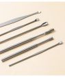 NEW 6pcs Ear Cleaner Wax Removal Tool Earpick Sticks Earwax Remover Curette Ear Pick Set Portable Ear Cleaner Set Stainless Steel With Lather Case - Ear Pick. 