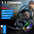 Gaming Headset Stereo Surround Bass Headset Computer Gaming Console with Microphone RGB Illuminated Headset.