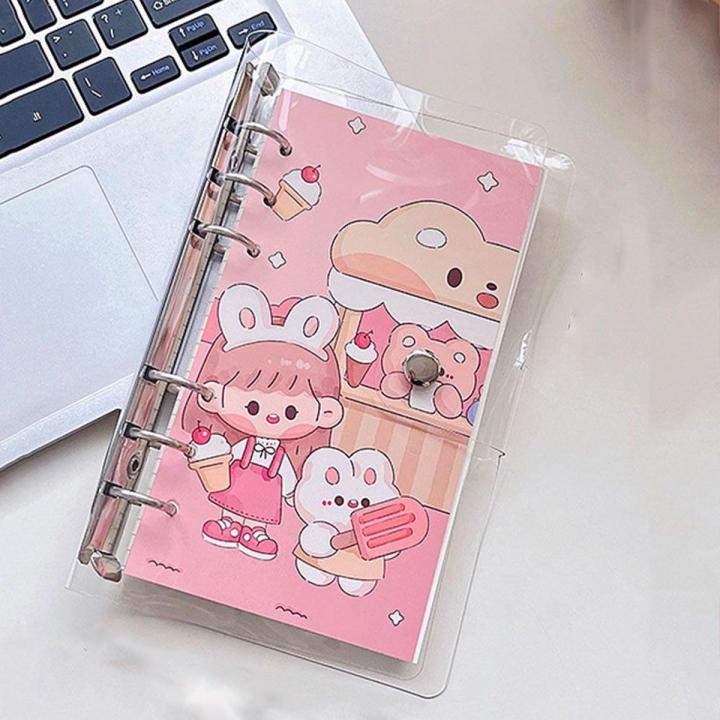 FMAAG Thickened Cute Journal Book Diary Notepad School Supplies Transparent Cover Binder Schedule Book Cartoon Spiral Notebook Agenda Planner Coil Notebook