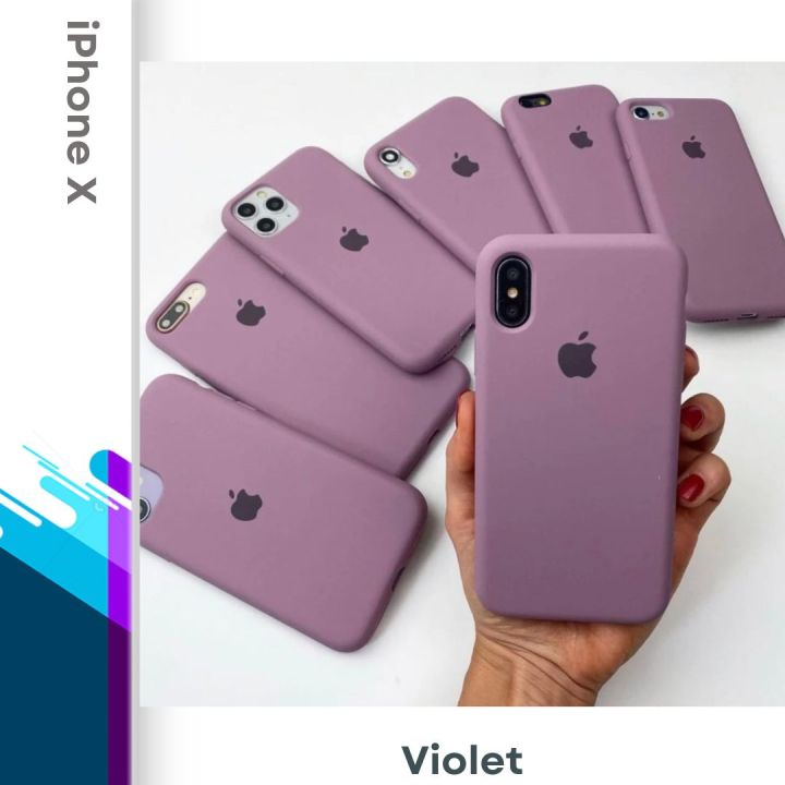 For iPhone X - USG Premium Liquid Silicon Phone Case for Apple Mobile Luxury Liquid Silicone Protection Back Cover Soft Case - Violet