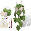 KRABALL Crochet Hanging Plant Kit for Beginners With Video Tutorial Cotton Knitting Yarn Thread Needles Hooks Knit Tool Set. 