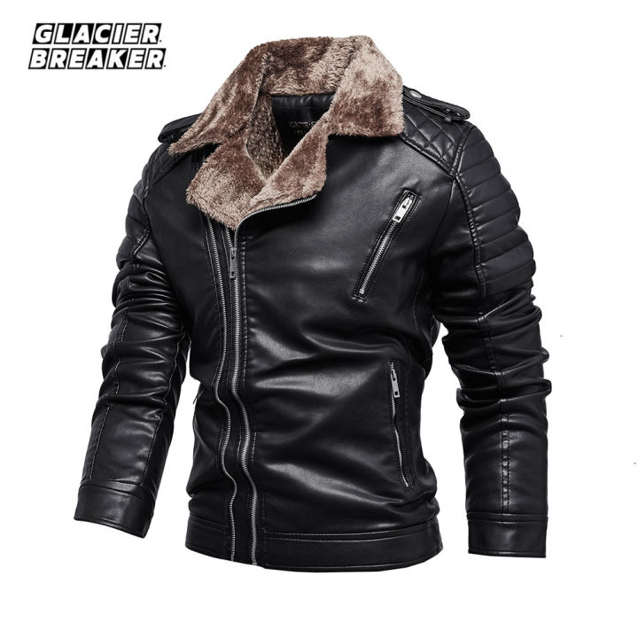 GB New Men's Leather Jackets Autumn Casual Motorcycle PU Jacket Windproof Biker Leather Winter Plush Coats Brand Clothing