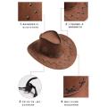 Spring and Summer Western Cowboy Hat Sun Hat Suede Fedora Hat Men's and Women's Multi-Color Knight's Cap Wide Brim Hat Top Hat. 
