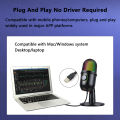 USB Microphone Studio Professional Condenser Microphone for PC Computer Recording Streaming Gaming Karaoke Singing Mic.