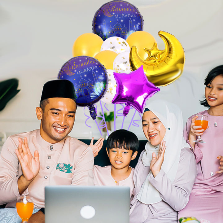 EID MUBARAK Decor Latex Aluminium Balloon Eid Confetti Balloons ...