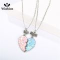 2pcs/set Best Friends Girls Friendship Pendant Necklace BFF Heart-shaped Couples Chain Gifts For Women. 