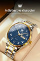 "Olevs 5567 Silver & Golden Two Tone Stainless Steel Analog Wrist Watch For Men - RoyalBlue & Silver & Golden ". 