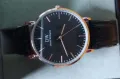 WD01 Leather Analog Watch For Men -Gold. 