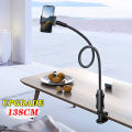 138cm Cell Phone Clip on Stand Holder with Grip Flexible Long Arm Gooseneck Lazy Bracket Mount Clamp for IPhone 15 Pro Max.