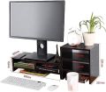 Computer Monitor Display Stand with Storage Rack 3 Shelf-Color White Black & Multicolor-HR Crafts. 
