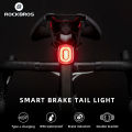 ROCKBROS Smart Brake Tail Light Waterproof Rechargeable MTB Rear Light Ultralight Long Battery Life Bicycle Warning Light Bike Accessories. 