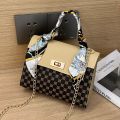 The Trendy Ladies Bags Are Fashionable and Casual, with Dot Print, Lock Buckle, Chain, Scarf, and Crossbody Small Square Bag.