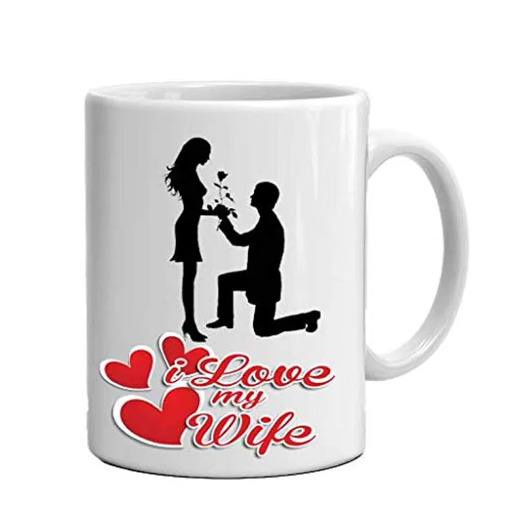 I Love My Wife Glossy Printed White Ceramic Tea/Coffee Mugs Ideal Gift For Couples Girlfriend Boyfriend Men Women Boys Girls Mr. & Mrs. Microwave Safe Int-9512 - Coffee Mug
