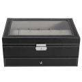 Fashion Watch 12 Slot Watch Case Display Box Leather Top Glass Jewelry Storage Organizer Gift. 