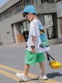 Fashion Summer Teenage Boy Clothes Boys for 4 6 8 10 12 14 Year Hiphop Korean Casual T-Shirt Shorts 2Pcs Sets Funny Cartoon Suit. 