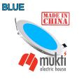 Imported China 6 Watt Round Flat Panel Blue Color Conceal Down led light Recessed False Ceiling 6W. 