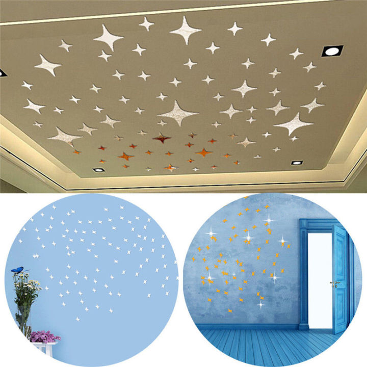 50 Piece/Lot Star Shape 3D Acrylic Wall Sticker Living Room Bed Room Ceiling Mirror Wall Sticker Home decoration - Innovative Design