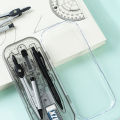 Portable Math Set Ergonomic Multi-functional Metal Maths Geometry Set Compass Ruler Protractor Squares Sharpene for School. 