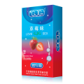 GJG Super Thin Strawberry Flavored Latex Enhanced Pleasure Condoms - 10pcs/Box. 