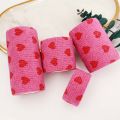 4-Sizes Multipurpose Heart Printed Self-Adhesive Bandage Soft Non-woven Elastic Sports Wrap Tape for Finger Joint Knee.