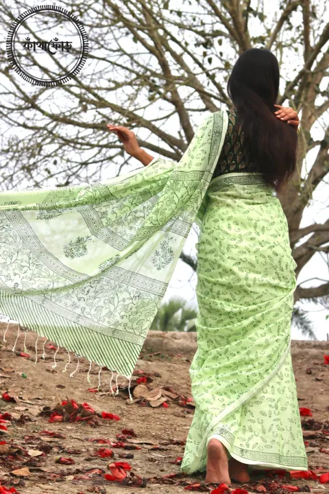 Nondita%20-%20Kathaphor%20Lemon%20Green%20Saree%20with%20Block%20Print%20-%20Image%202
