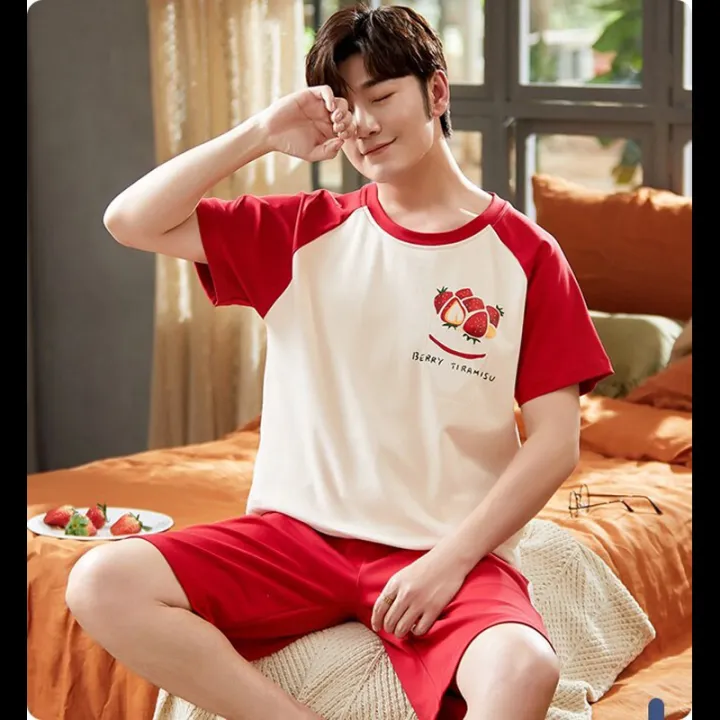 Couple%20Nightwear%20Suit%20Summer%20Sweet%20Cute%20Short%20Sleeve%20Pajamas%20Heart%20Pattern%20Homewear%20Men%20Plus%20Size%20M-3XL%20Cotton%20Pijamas%20Mujer%20-%20Image%202