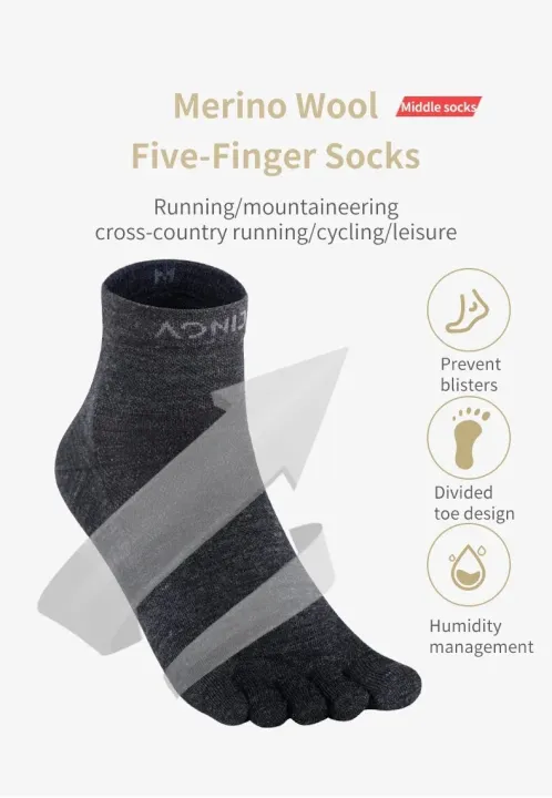 AONIJIE%20Merino%20Wool%20Sports%20Toe%20Socks%20Women%20Men%20Woolen%20Mini-Crew%20Five%20Finger%20Socks%20Quarter%20Toe%20Socks%20For%20Trail%20Run%20Marathon%20E4823%20-%20Image%203