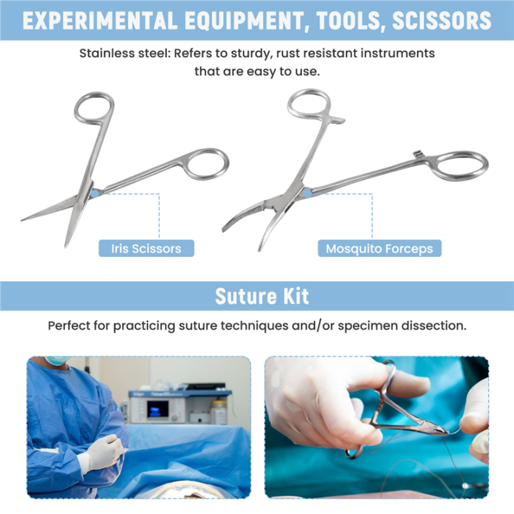Suture%20Kit,Stainless%20Steel%20Training%20Instruments%20with%20Scalpel%20Blades%20for%20Veterinarian,Biology%20and%20Dissection%20Lab%20Students%20-%20Image%207