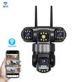 V380 Pro WiFi Outdoor IP Camera, 6MP(2MP+2MP+2MP)  Triple Lens Triple Screen Security Video Monitor, Night Vision, Waterproof CCTV Cameras. 