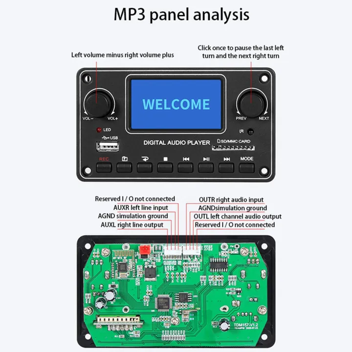 JAERBEE%202X%20TDM157%20MP3%20Player%20Decoder%20Board%20Digital%20Audio%20Player%20USB%20SD%20BT%20Music%20Player%20Module%20-%20Image%204