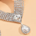 Wedding Jewelry Set High Gloss Full Imitation Jewel Bracelet Earrings Necklace Set.